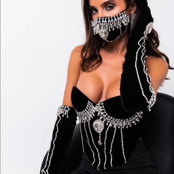 Velvet Rhinestone Corset Top - Picture 2 of 5